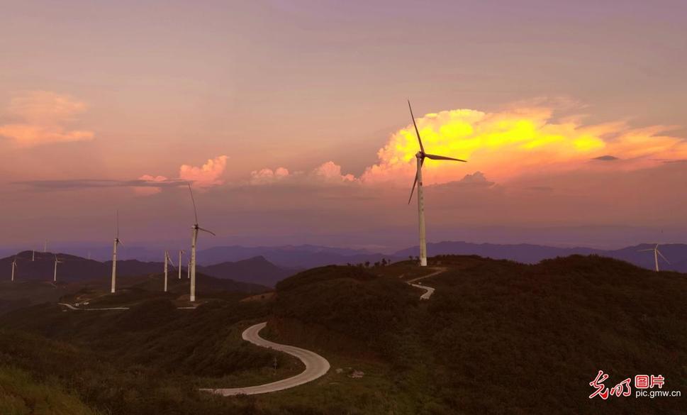 Wind driven generators seen in C China’s Hunan Province