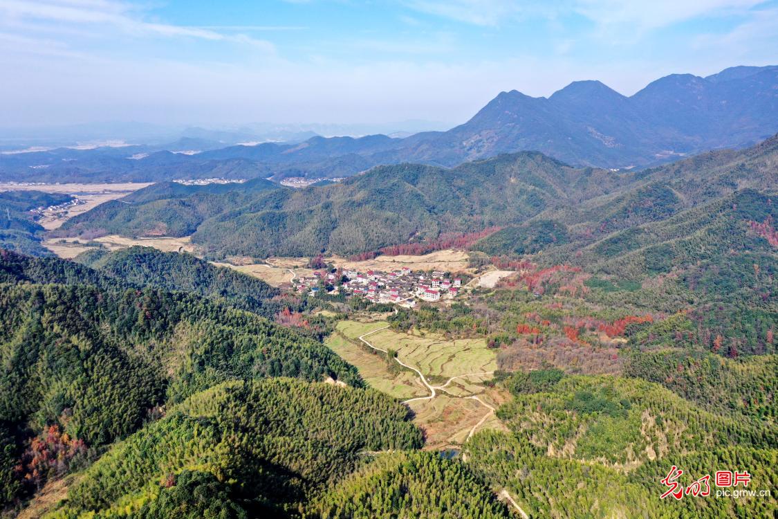 Idyllic winter scenery of mountain in SE China’s Jiangxi