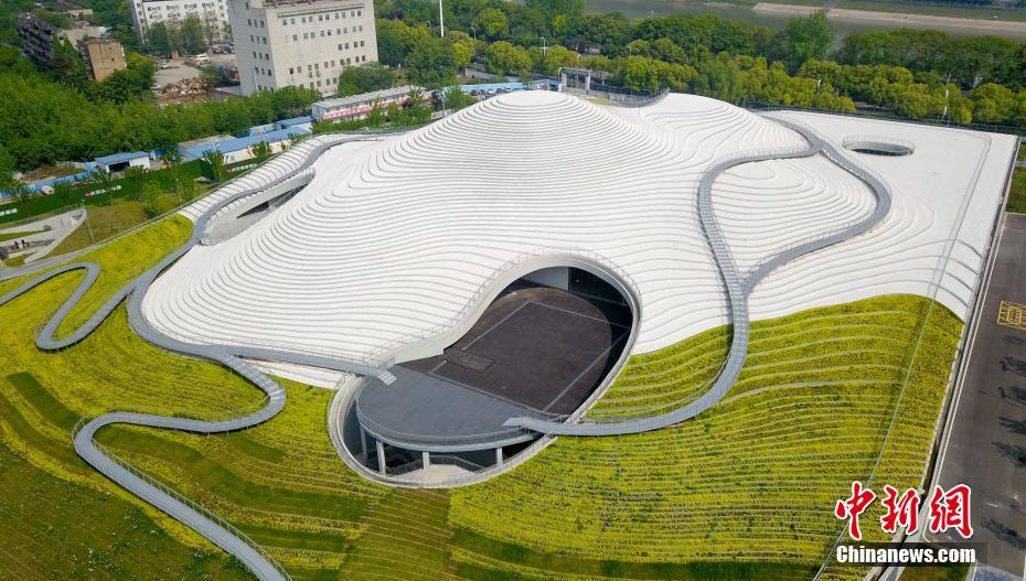 Aerial shot of Qintai Art Museum in Wuhan