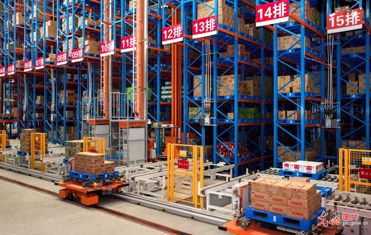 Unmanned warehouse in E China's Jiangsu demonstrates intelligent logistics technology