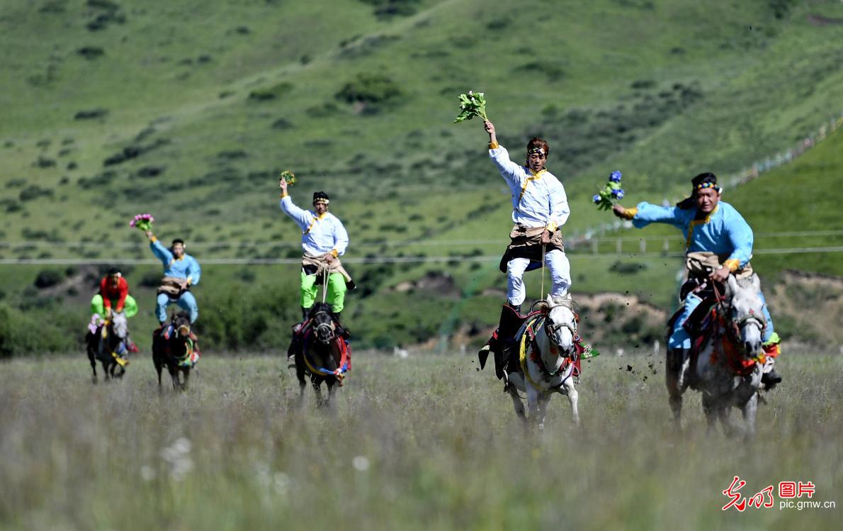 Mangzhuo Jiazha equestrian team training in SW China's Sichuan