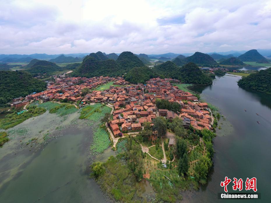 Aerial view of Puzhehei Scenic Spot in SW China’s Yunnan Province