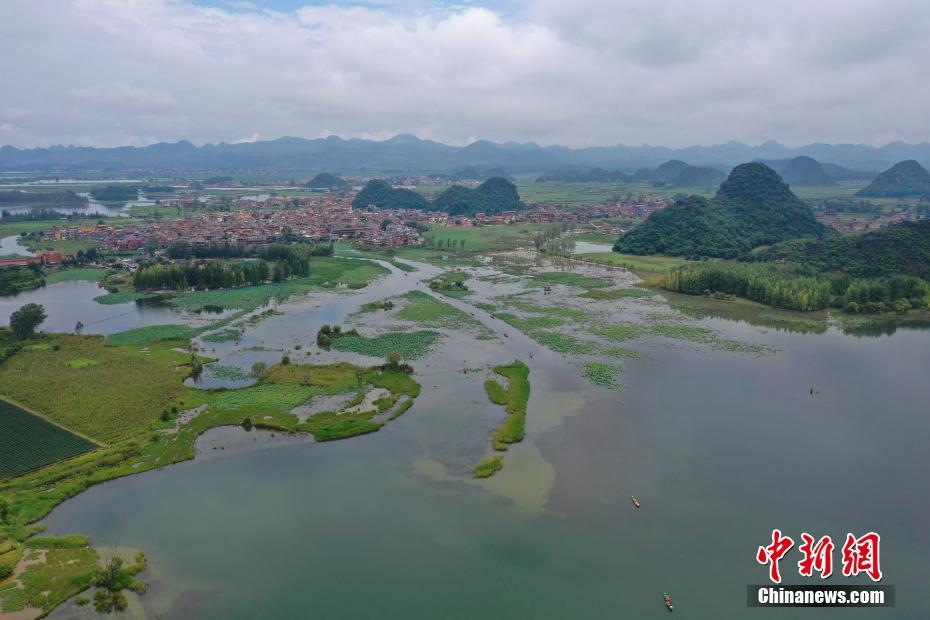 Aerial view of Puzhehei Scenic Spot in SW China’s Yunnan Province