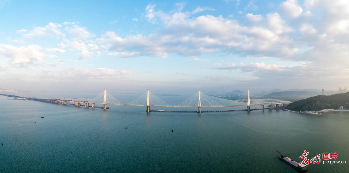 In pics: China's first rail-cum-road multi-pylon cable-stayed bridge in E China's Guangdong