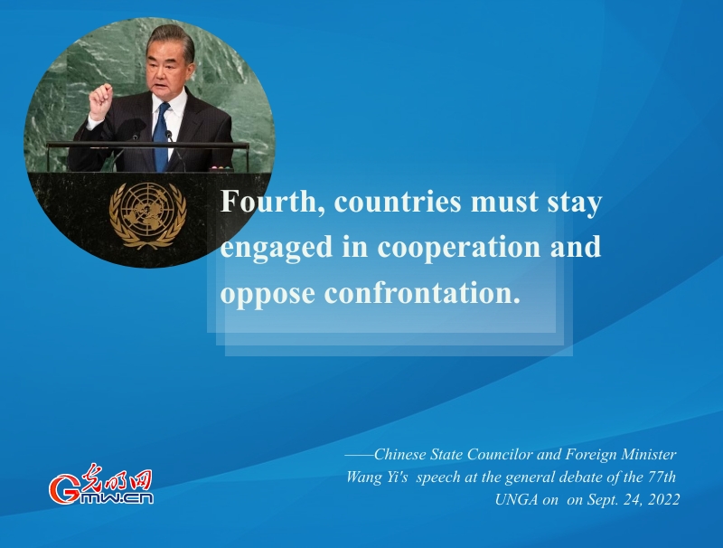 Hights of Chinese FM's speech at general debate of 77th session of UNGA