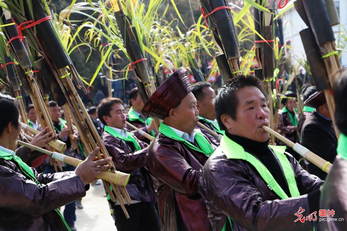 Miao people celebrate Seedling Planting Festival in SW China's Guizhou