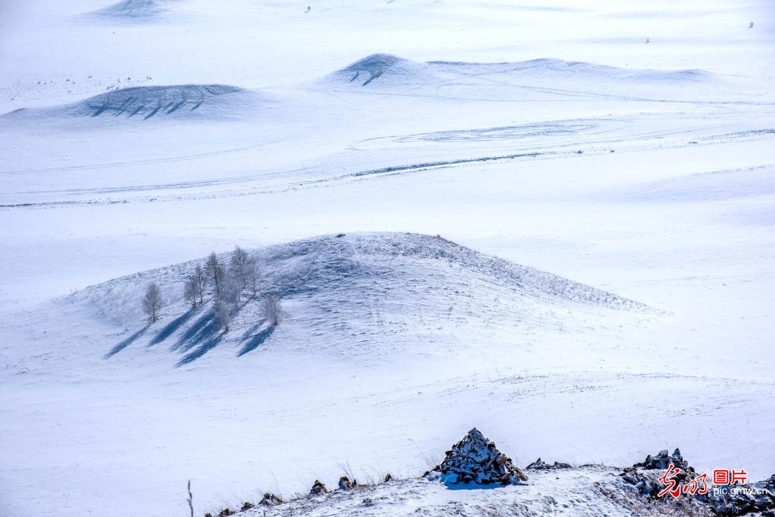 Snowy Chinese New Year landscape paints mountains and rivers