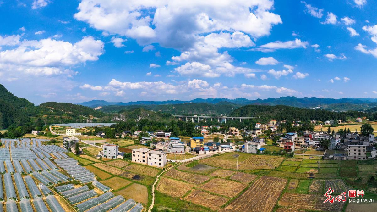 Picturesque landscape of rural area in SE China's Guizhou