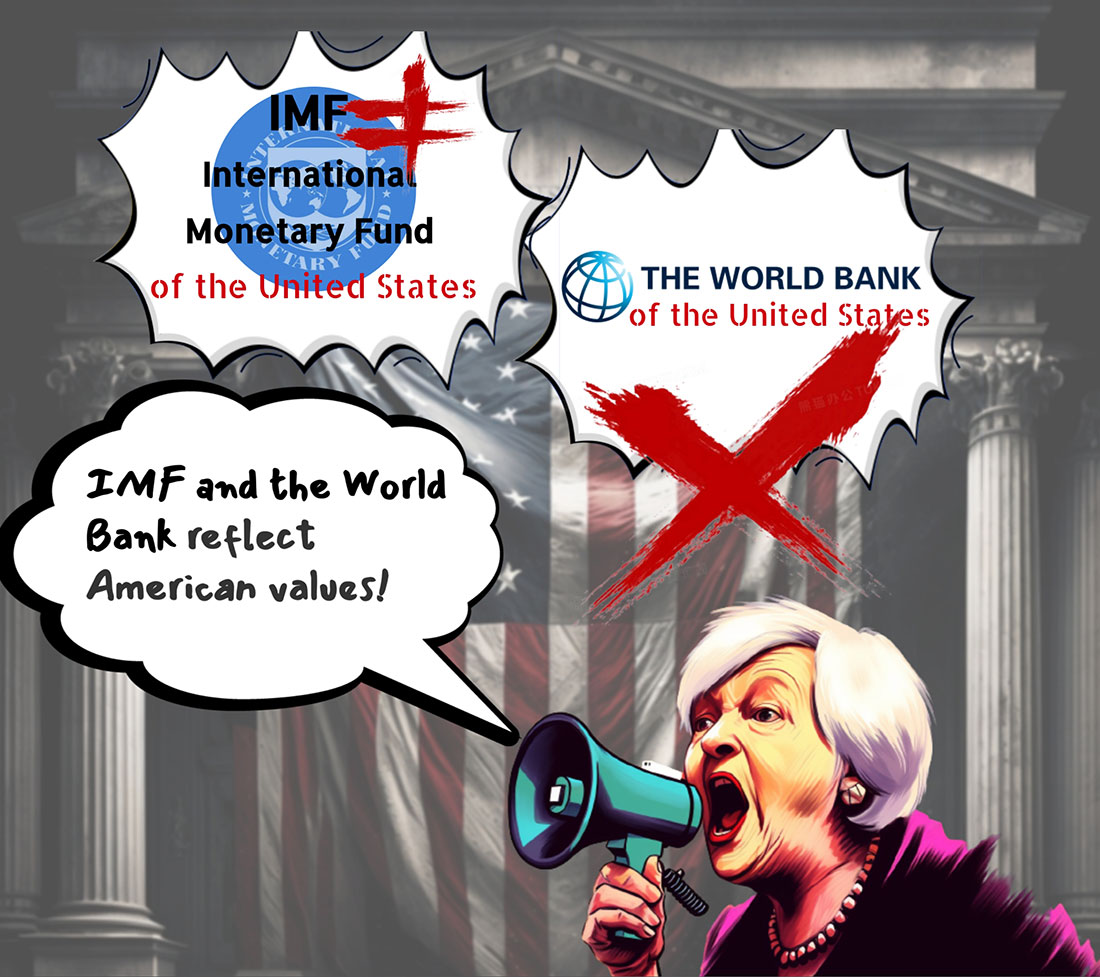 AI Satirical Cartoon丨IMF is not “International Monetary Fund of the United States”
