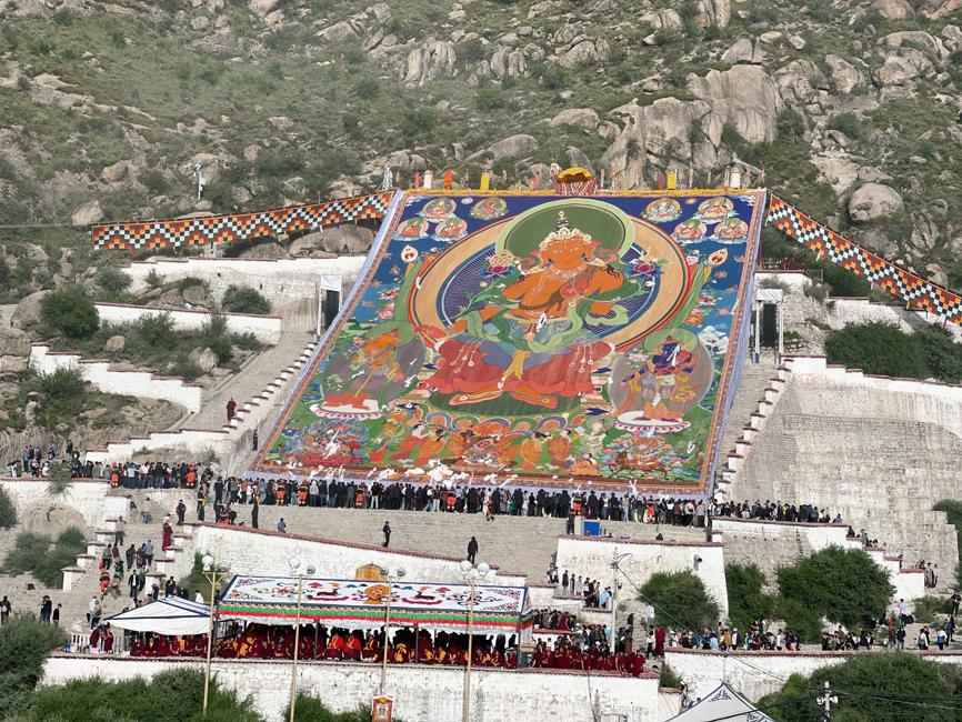 Giant thangka on display at Tibetan monastery