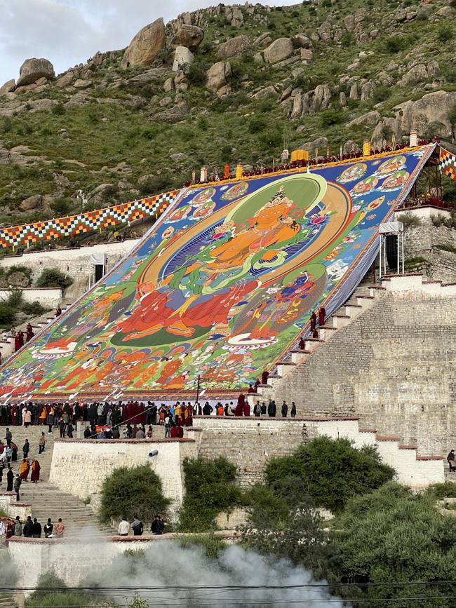 Giant thangka on display at Tibetan monastery