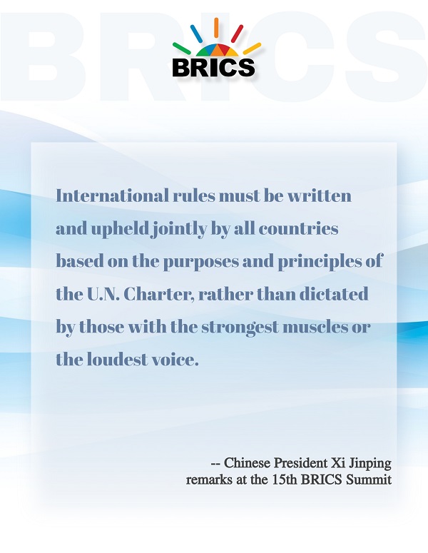 Highlights of Xi Jinping's remarks at 15th BRICS Summit