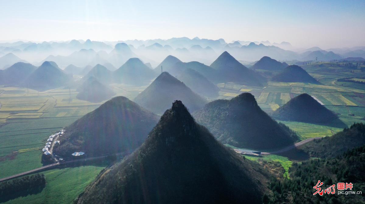 Picturesque scenery of cone karst in SW China's Yunnan