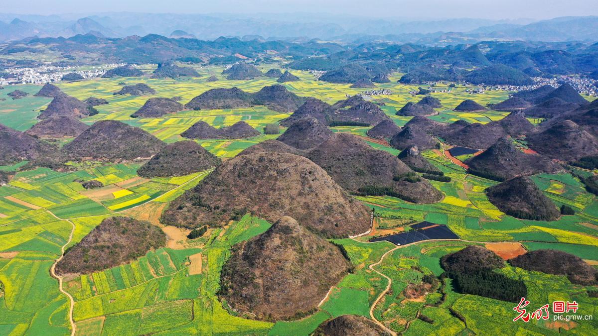 Picturesque scenery of cone karst in SW China's Yunnan
