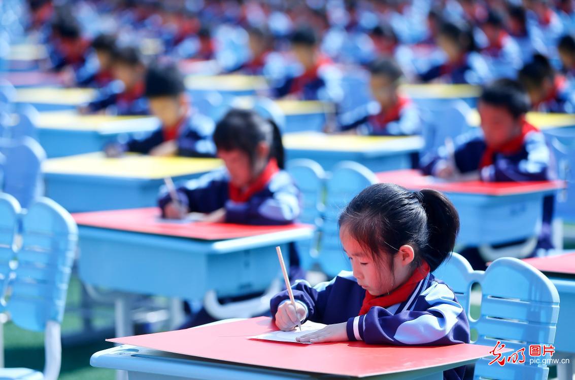 Primary school calligraphy contest held in E China's Shandong
