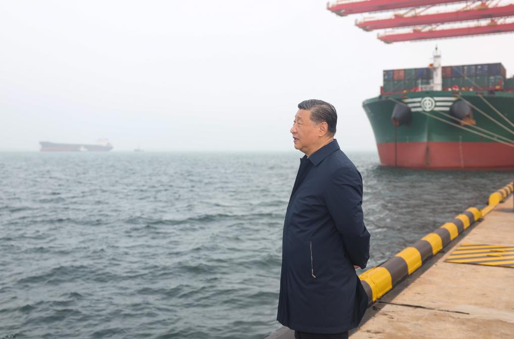 Xi inspects Rizhao in east China's Shandong Province