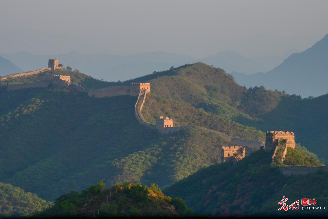 Beautiful morning scenery of Jinshanling Great Wall after rain