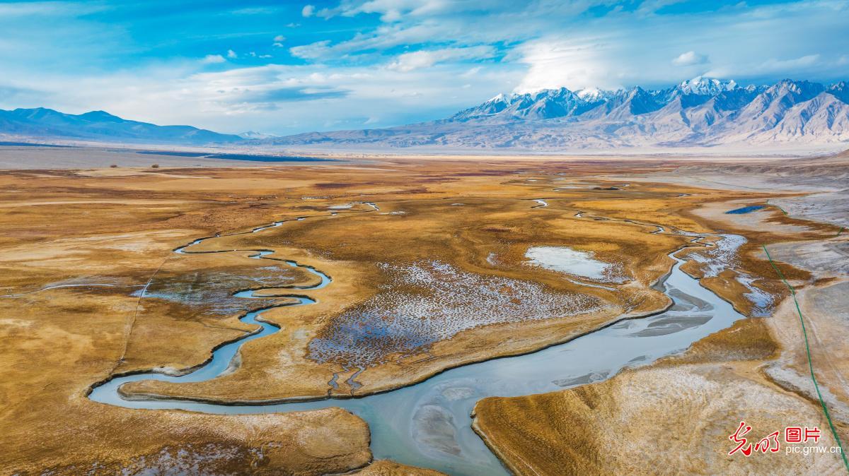 Picturesque wetland scenery in NW China's Xinjiang