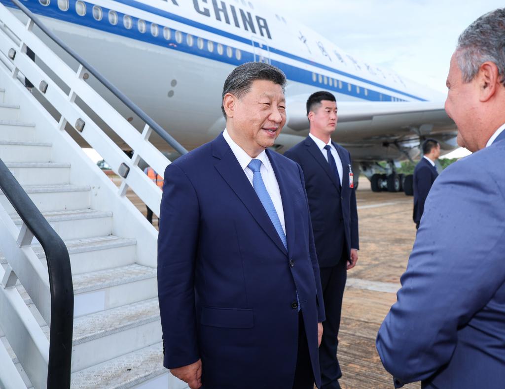 Xi arrives in Brasilia for state visit to Brazil