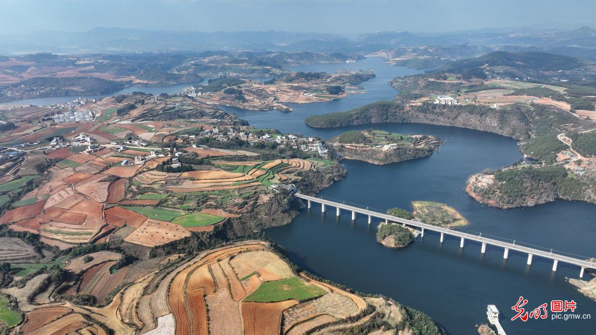 Winter reservoir in SW China's Yunnan