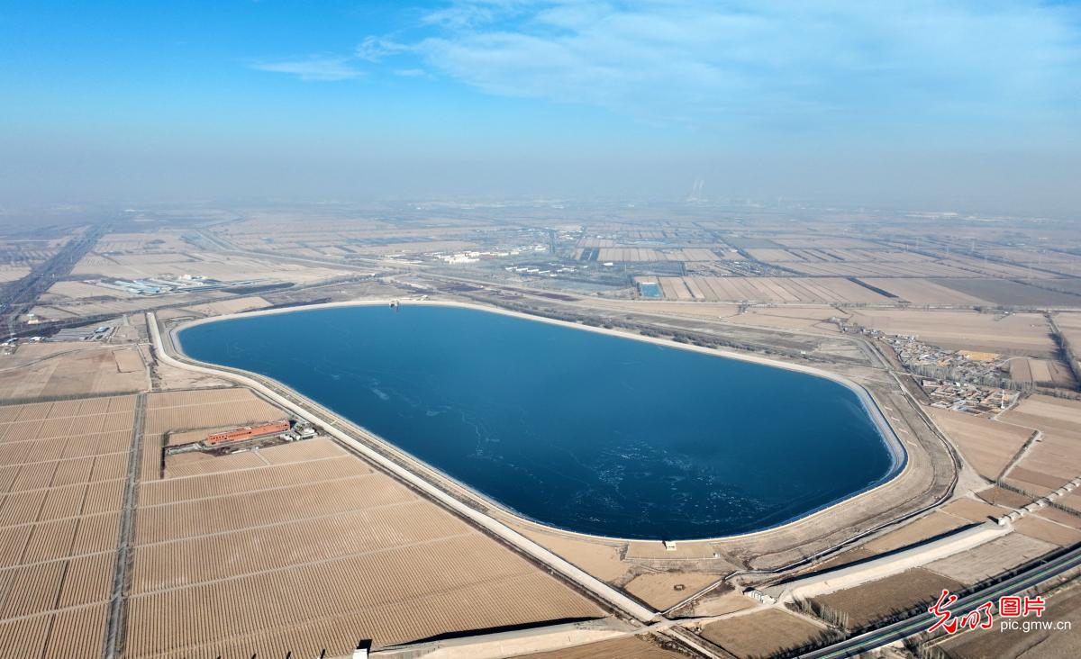 Winter reservoir in NW China's Ningxia