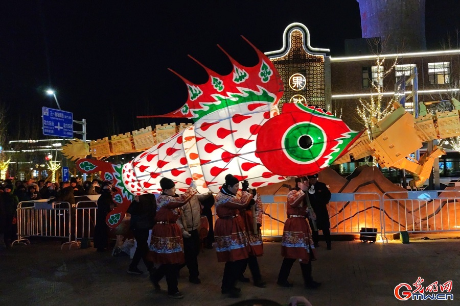 Intangible cultural heritage fish lantern dance lights up Beijing’s Shougang Park during Spring Festival