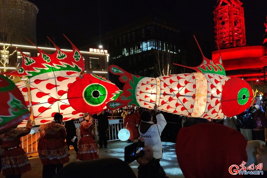 Intangible cultural heritage fish lantern dance lights up Beijing’s Shougang Park during Spring Festival