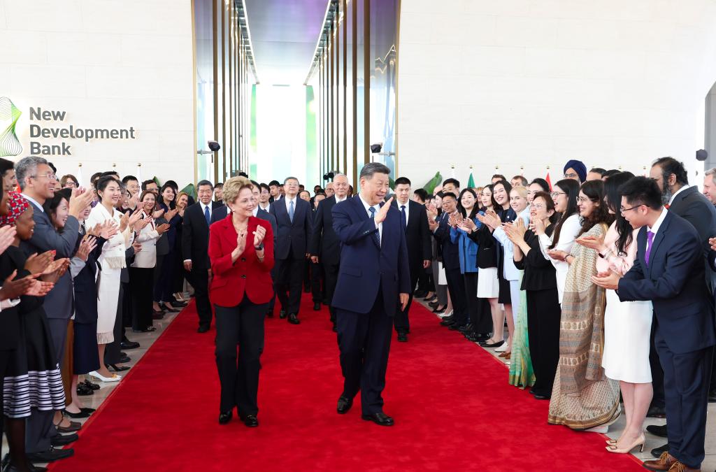 Xi visits New Development Bank