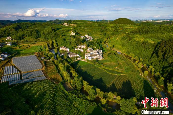 Aerial view of rural landscape in SW China’s Guizhou