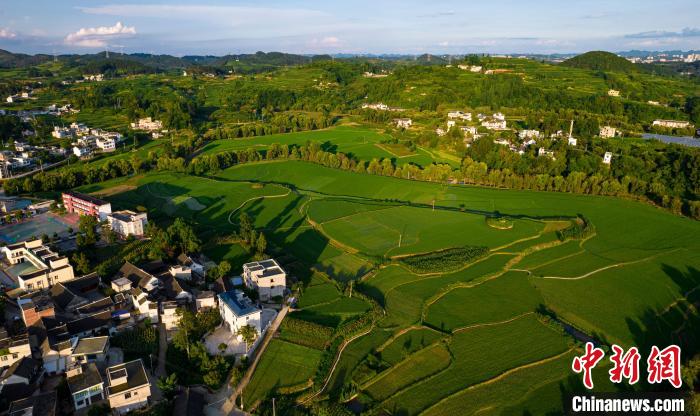 Aerial view of rural landscape in SW China’s Guizhou