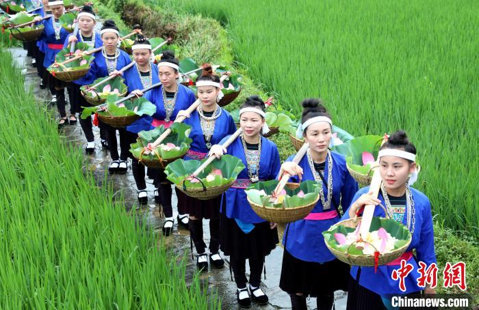 Tourists enjoy lotus flowers in full blossoms in S China’s Guangxi