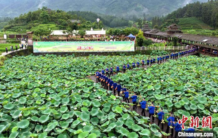 Tourists enjoy lotus flowers in full blossoms in S China’s Guangxi
