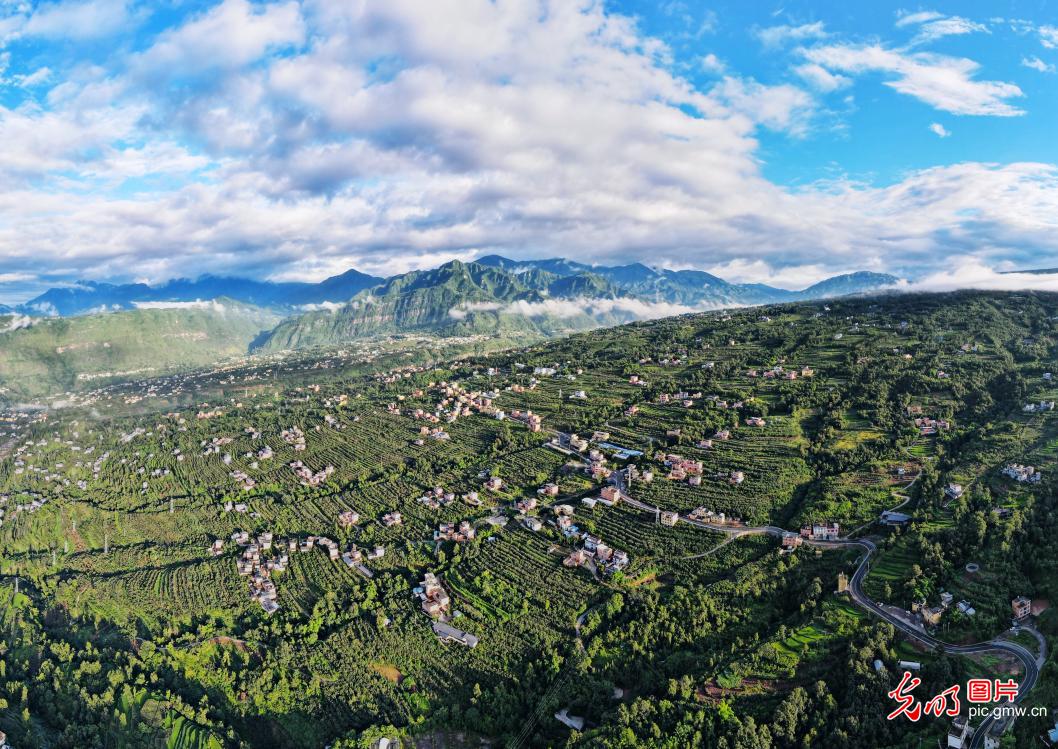 Mist-shrouded village in Yunnan unveils idyllic post-rain scenery