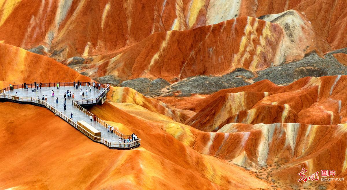 Colorful danxia landform in NW China's Gansu