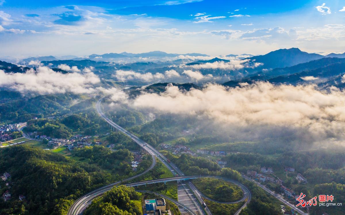 Highway among sea of clouds
