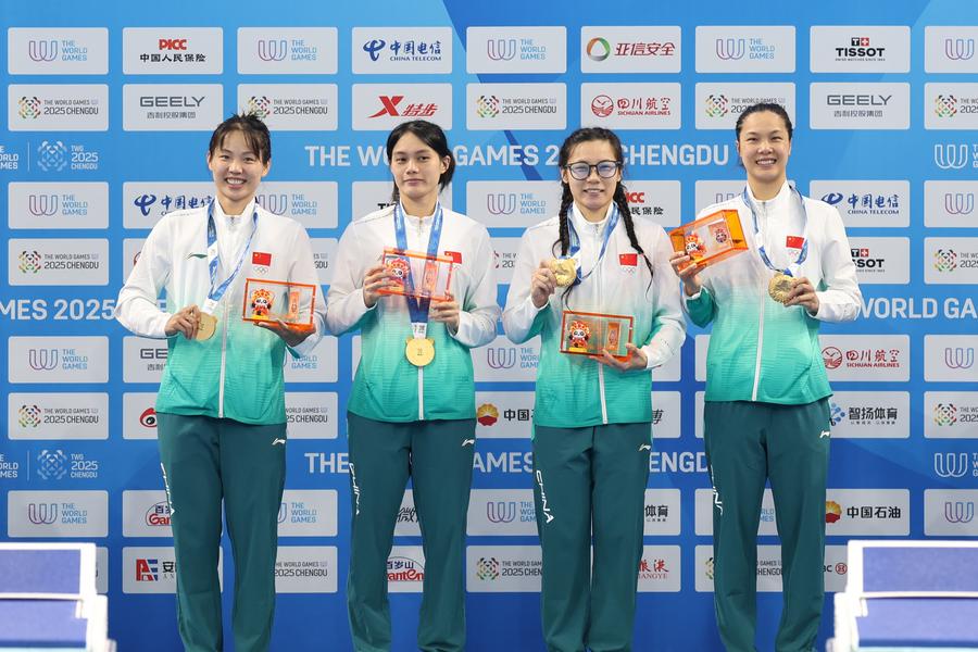 China secures thrilling finswimming relay gold at Chengdu World Games