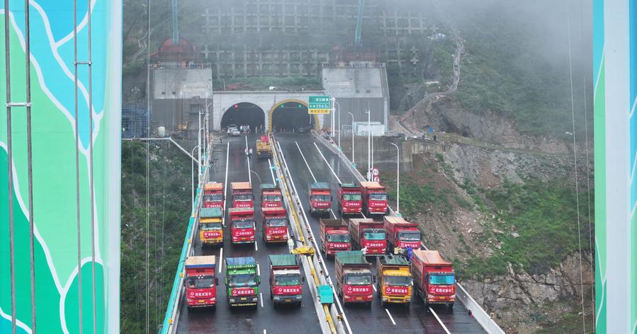 World's tallest bridge set for load testing in SW China's Guizhou