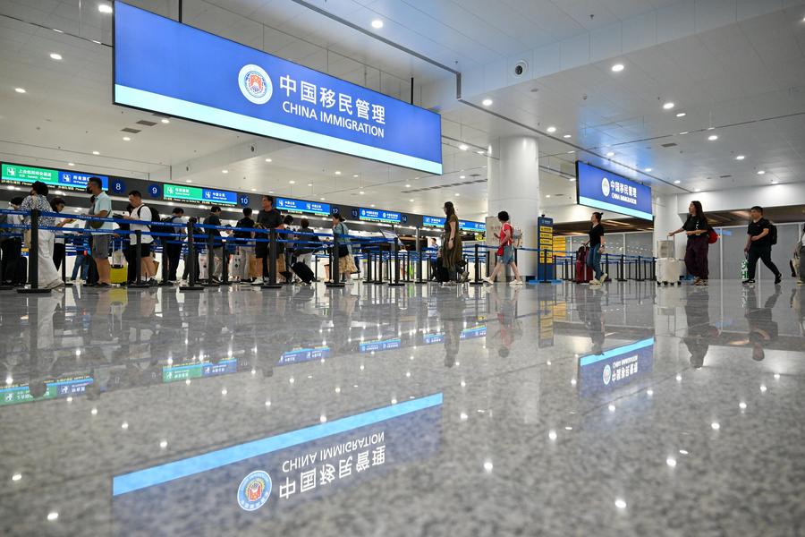 (SCO Tianjin Summit) New immigration inspection facility inaugurated at Tianjin Binhai International Airport