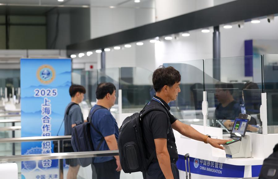 (SCO Tianjin Summit) New immigration inspection facility inaugurated at Tianjin Binhai International Airport
