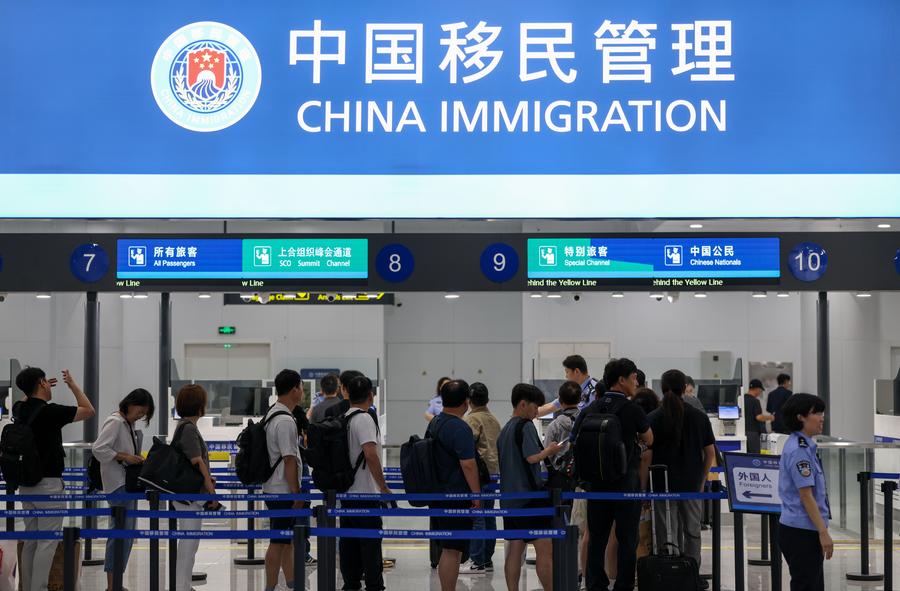 (SCO Tianjin Summit) New immigration inspection facility inaugurated at Tianjin Binhai International Airport