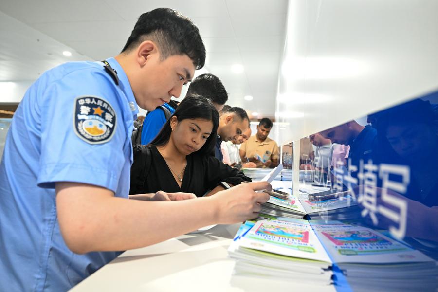 (SCO Tianjin Summit) New immigration inspection facility inaugurated at Tianjin Binhai International Airport