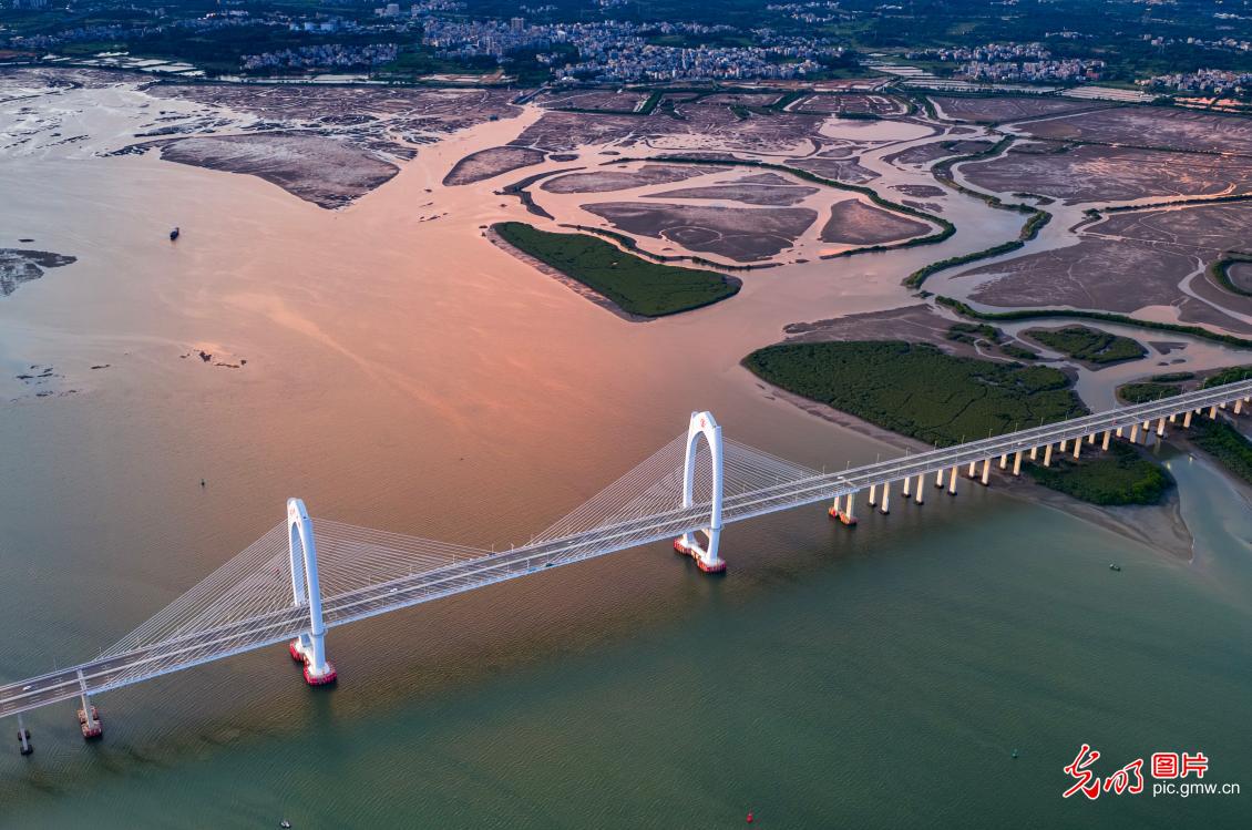 In pics: Sunset over Shuidong Bay Bridge, S China's Guangdong