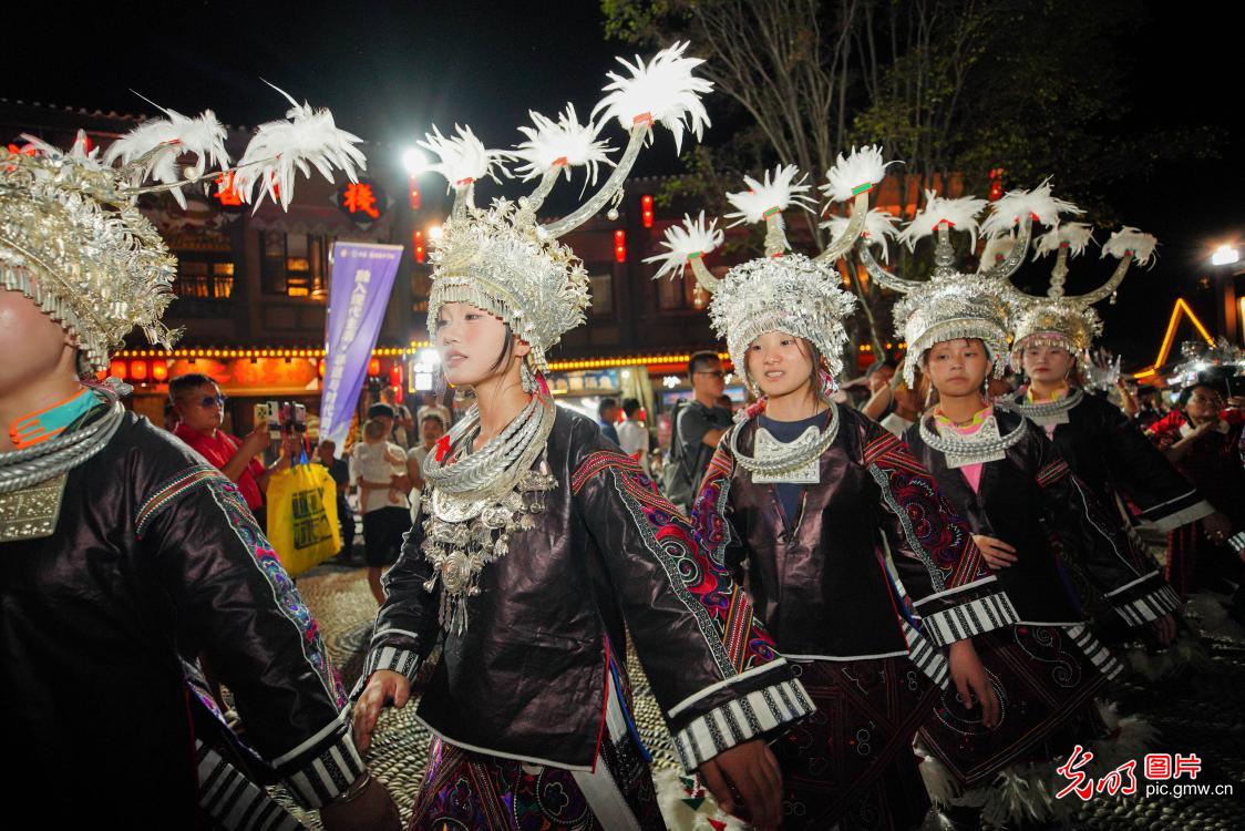 Miao people perform traditional dance as intangible cultural heritage gala opens in SW China's Guizhou