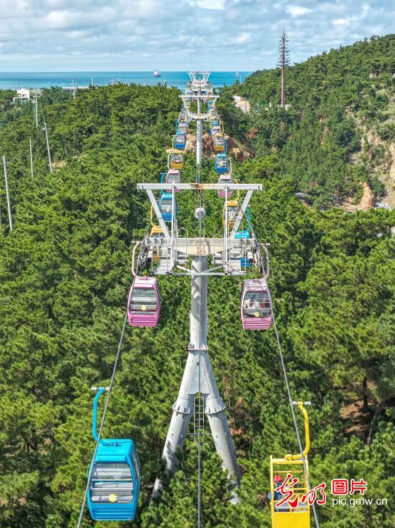 Cross-sea cableway ride gains popularity in E China's Shandong