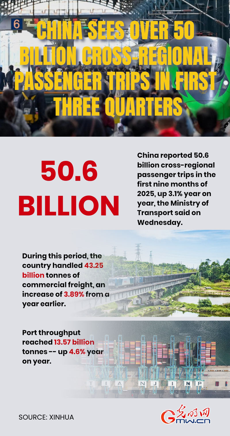 Poster: China sees over 50 billion cross-regional passenger trips in first three quarters Poster: China sees over 50 billion cross-regional passenger trips in first three quarters