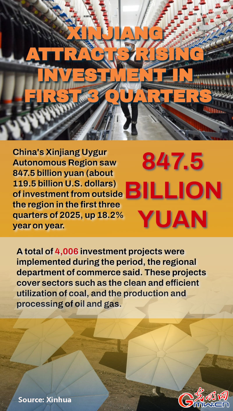Poster: Xinjiang attracts rising investment in first 3 quarters Poster: Xinjiang attracts rising investment in first 3 quarters