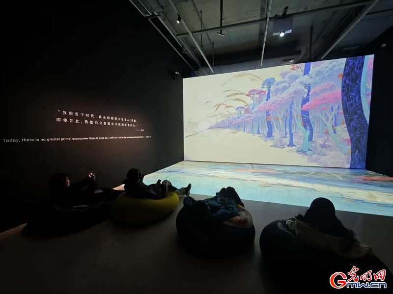Visitors explore immersive contemporary art exhibition in Beijing