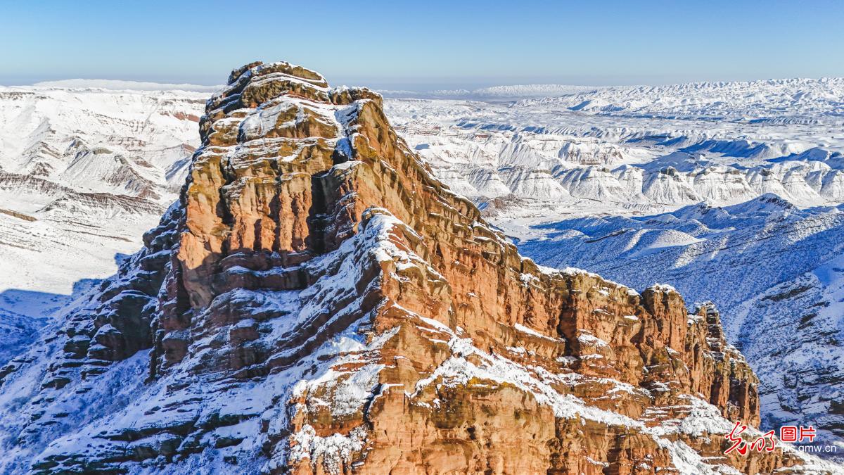 Danxia scenic area covered by snow in Xinjiang