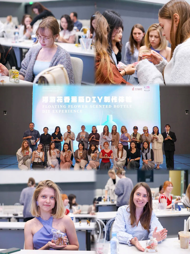 Foreigners experience floating flower scented bottle DIY in Longgang, SE China's Shenzhen Foreigners experience floating flower scented bottle DIY in Longgang, SE China's Shenzhen