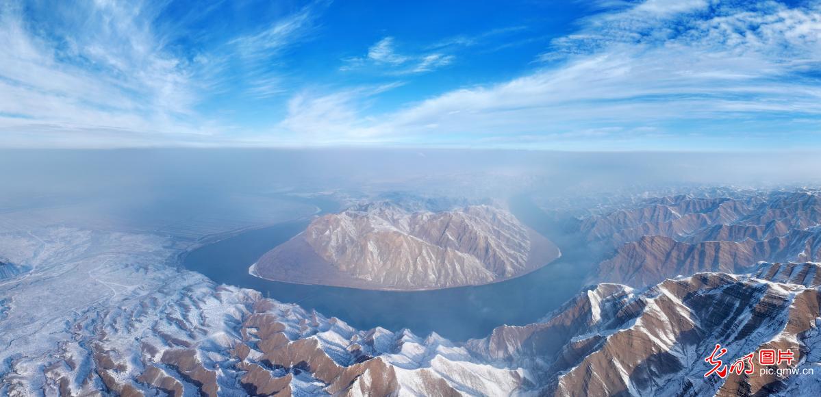 Snow-blanketed Yellow River Canyon in NW China